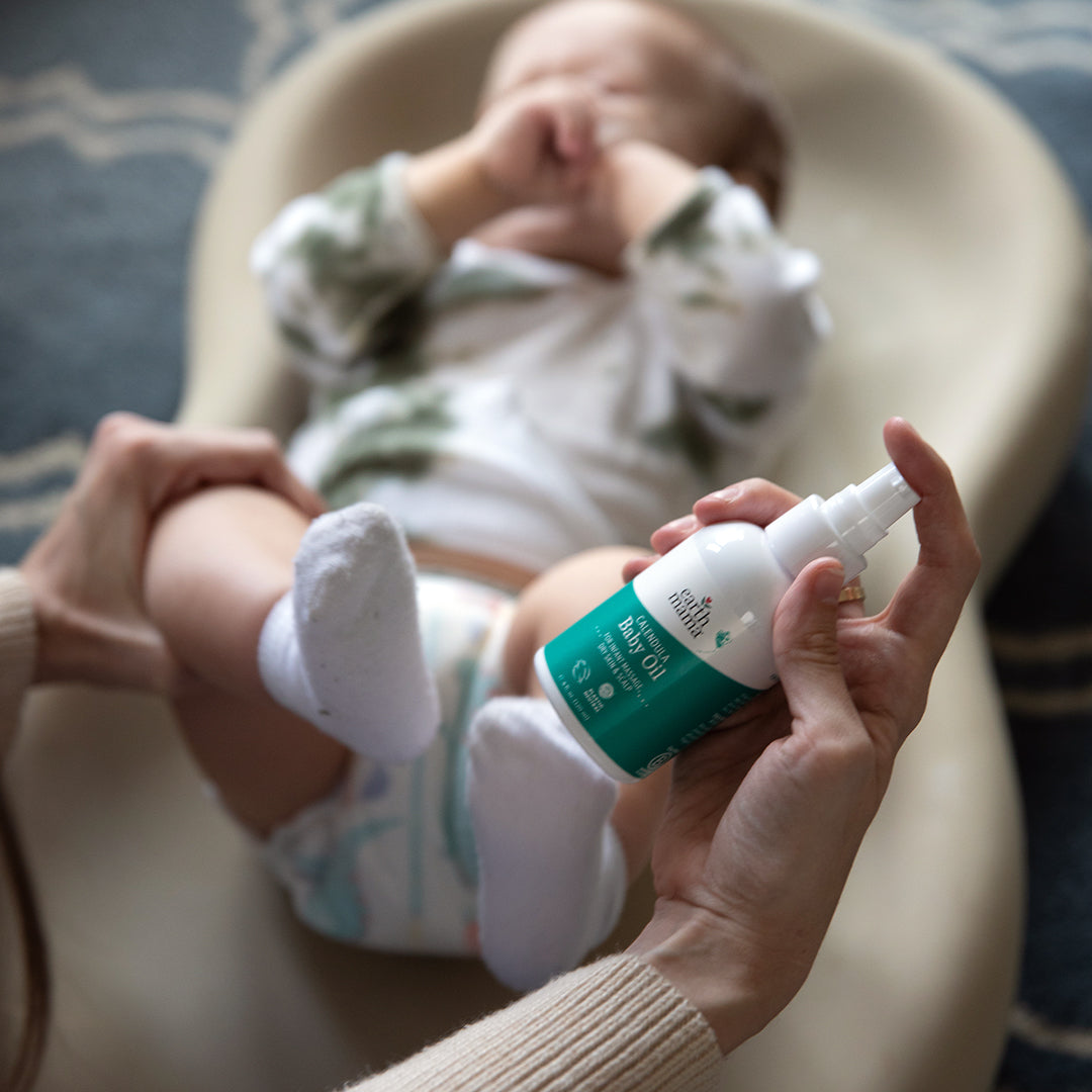 Earth Mama Calendula Baby Oil — USDA Organic 3-ingredient clean formula for newborns
