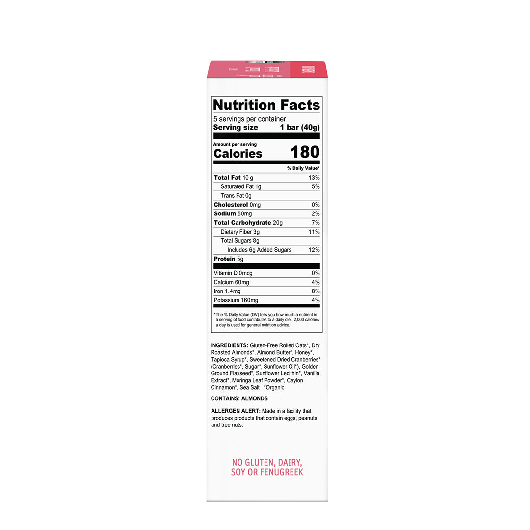 Organic Milkmaid™ Lactation Bars Cranberry Almond