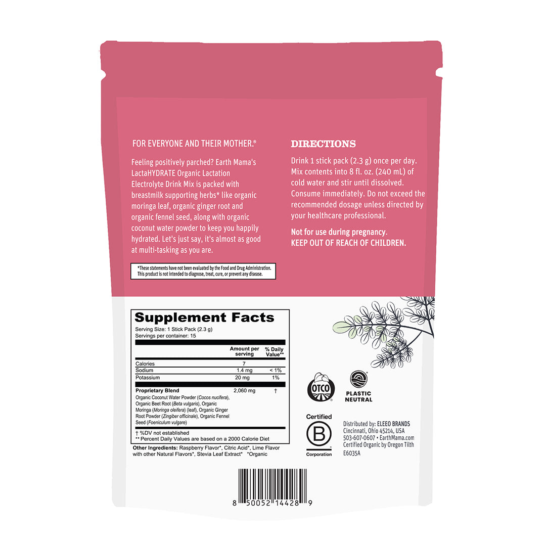 LactaHYDRATE Organic Lactation Electrolyte Drink Mix