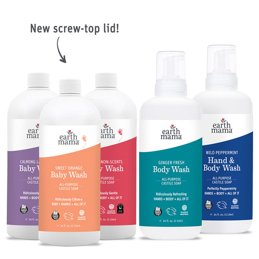 Earth Mama Baby Wash, Body Wash and Hand & Body Wash Liters