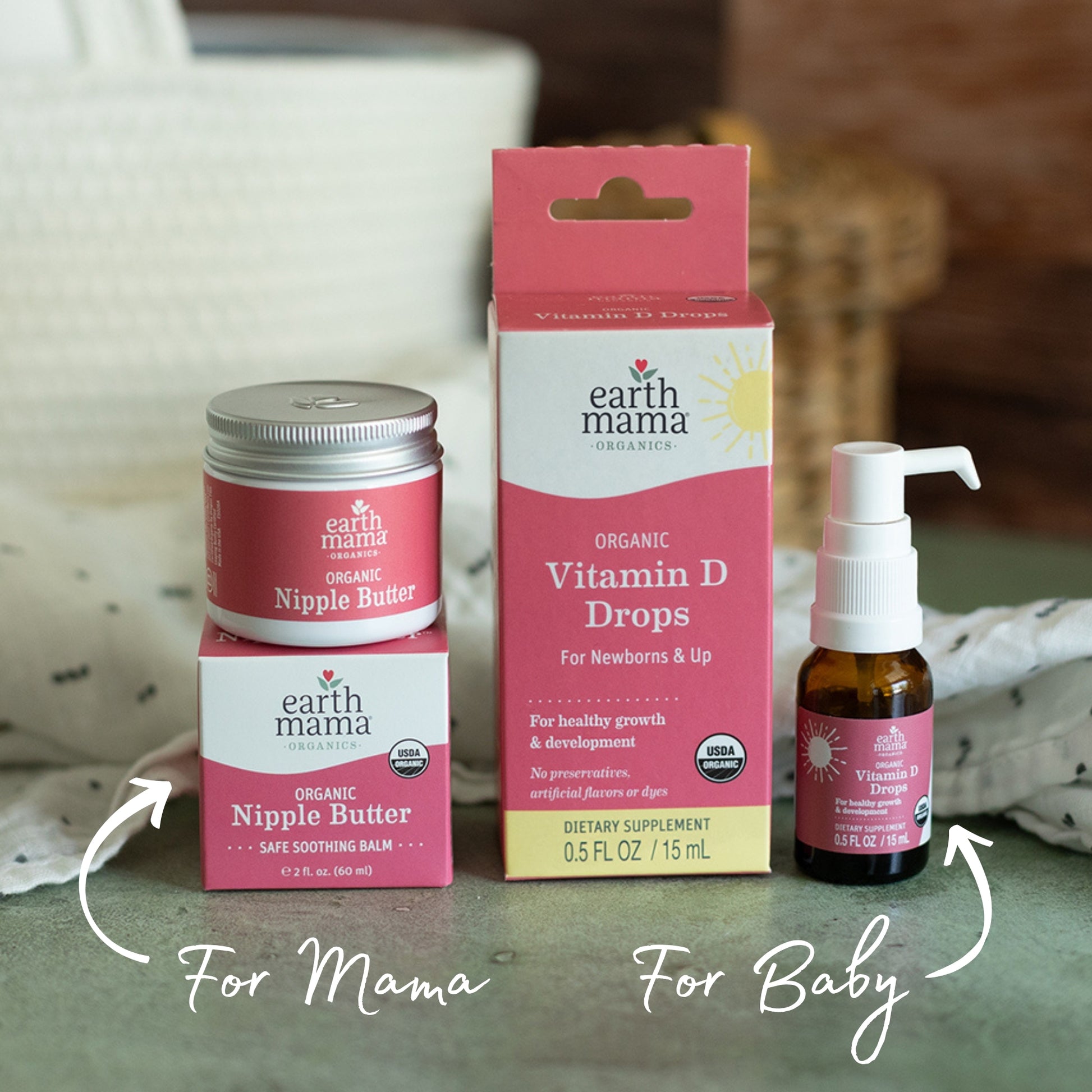 Organic Nipple Butter and Organic Vitamin D Drops